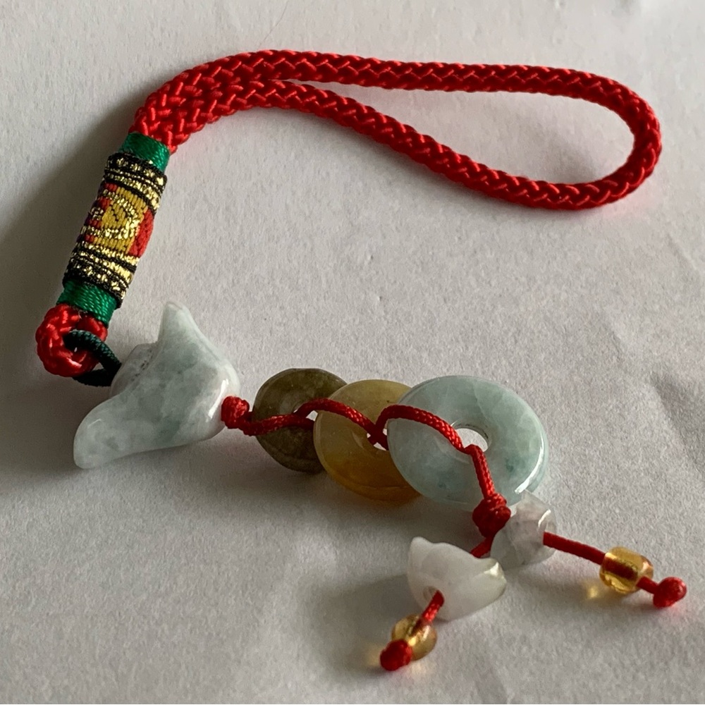 New vintage stone Feng Shui purse charm